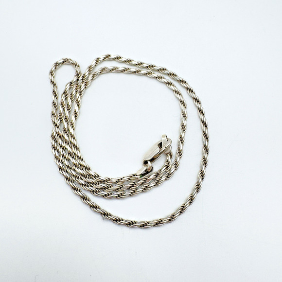 Sterling Silver Rope Chain Necklace 2mm 18" Italy - Picture 3 of 7